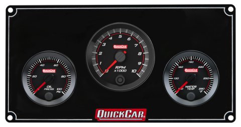 Gauge Panel Assembly - Redline - Oil Pressure / Water Temperature / Tachometer - Black Face - Aluminum - Black - Kit