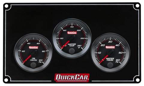 Gauge Panel Assembly - Redline - Oil Pressure / Water Temperature / Water Pressure - Black Face - Aluminum - Black - Kit
