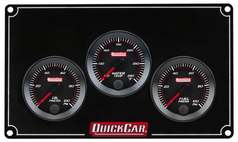 Gauge Panel Assembly - Redline - Oil Pressure / Water Temperature / Fuel Pressure - 0-100 psi Fuel Pressure - Black Face - Aluminum - Black - Kit