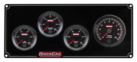 Gauge Panel Assembly - Redline - Oil Pressure / Water Temperature / Voltmeter / Tachometer - Black Face - Aluminum - Black - Kit
