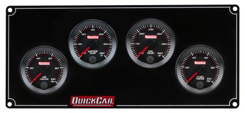 Gauge Panel Assembly - Redline - Oil Pressure / Water Temperature / Oil Temperature / Fuel Pressure - 0-100 psi Fuel Pressure - Black Face - Aluminum - Black - Kit