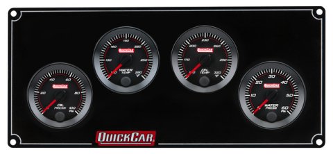 Gauge Panel Assembly - Redline - Oil Pressure / Water Temperature / Oil Temperature / Water Pressure - Black Face - Aluminum - Black - Kit