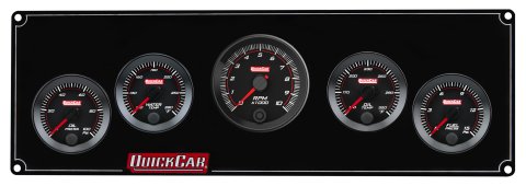 Gauge Panel Assembly - Redline - Oil Pressure / Water Temperature / Oil Temperature / Fuel Pressure / Tachometer - 0-15 psi Fuel Pressure - Black Face - Aluminum - Black - Kit