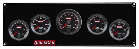 Gauge Panel Assembly - Redline - Oil Pressure / Water Temperature / Fuel Pressure / Water Pressure / Tachometer - 0-15 psi Fuel Pressure - Black Face - Aluminum - Black - Kit