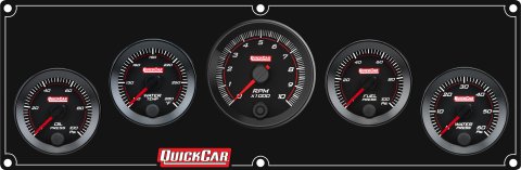 Gauge Panel Assembly - Redline - Oil Pressure / Water Temperature / Fuel Pressure / Water Pressure / Tachometer - 0-100 psi Fuel Pressure - Black Face - Aluminum - Black - Kit