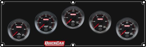 Gauge Panel Assembly - Redline - Oil Pressure / Water Temperature / Oil Temperature / Fuel Pressure / Water Pressure - 0-100 psi Fuel Pressure - Black Face - Aluminum - Black - Kit