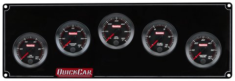 Gauge Panel Assembly - Redline - Oil Pressure / Water Temperature / Oil Temperature / Fuel Pressure / Water Pressure - 0-15 psi Fuel Pressure - Black Face - Aluminum - Black - Kit