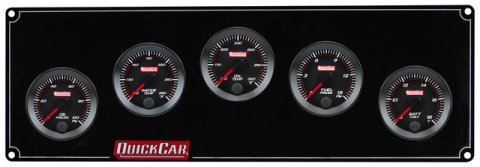 Gauge Panel Assembly - Redline - Oil Pressure / Water Temperature / Oil Temperature / Fuel Pressure / Voltmeter - 0-15 psi Fuel Pressure - Black Face - Aluminum - Black - Kit