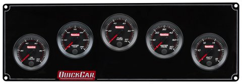 Gauge Panel Assembly - Redline - Oil Pressure / Water Temperature / Fuel Pressure / Water Pressure / Voltmeter - 0-100 psi Fuel Pressure - Black Face - Aluminum - Black - Kit
