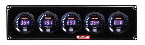 Gauge Panel Assembly - Digital Series - Digital - Oil Pressure / Water Temperature / Fuel Pressure / Oil Temperature / Tachometer - Black Face - Kit
