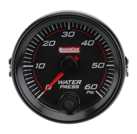 Water Pressure Gauge - Redline - 0-60 psi - Electric - Analog - Full Sweep - 2-5/8 in Diameter - Black Face - Each