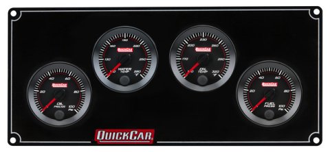 Gauge Panel Assembly - Redline - Oil Pressure / Water Temperature / Oil Temperature / Fuel Pressure - 0-100 psi Fuel Pressure - Black Face - Aluminum - Black Anodized - Kit