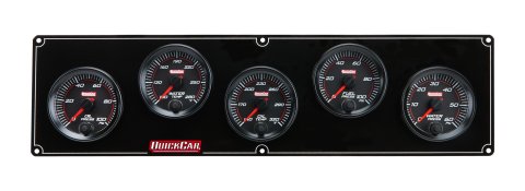 Gauge Panel Assembly - Redline - Oil Pressure / Water Temperature / Oil Temperature / Fuel Pressure / Water Pressure - 0-100 psi Fuel Pressure - Black Face - Aluminum - Black Anodized - Kit