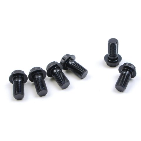 Flywheel Bolt Kit - 7/16-20 in Thread - 0.990 in Long - 12 Point Head - Chromoly - Black Oxide - Chevy / Dodge / Ford - Set of 6