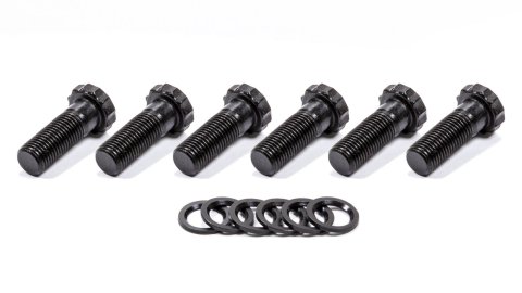 Flywheel Bolt Kit - 7/16-20 in Thread - 1.260 in Long - 12 Point Head - Chromoly - Black Oxide - Chevy / Dodge / Ford - Set of 6