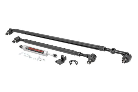 Steering and Stabilizer Kit - Heavy Duty - Drag Link / Tie Rods / Hardware Included - Steel - Black Paint - Jeep Cherokee XJ / Wrangler TJ 1984-2006 -