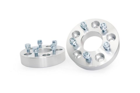Wheel Adapter - 5 x 5 to 5 x 4.5 in Wheel - 1-1/2 in Thickness - Aluminum - Clear Anodized - Jeep Wrangler JK 2007-18 - Pair