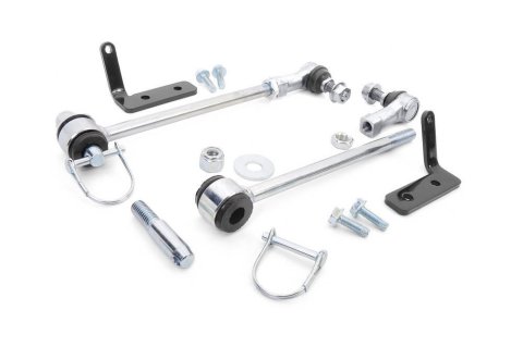 Sway Bar Disconnect Kit - Front - 3.5-6 in Suspension Lift - Steel / Rubber - Zinc Oxide / Black - Jeep Wrangler JK 2007-18 - Kit