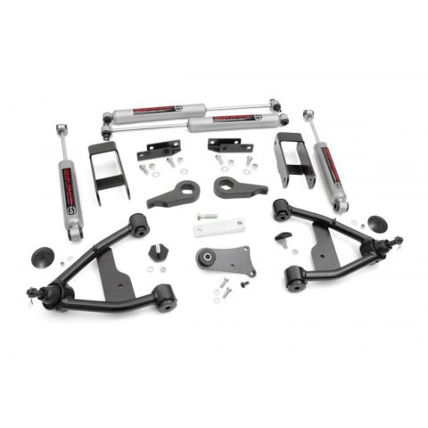 Suspension Lift Kit - 2-1/2 in Lift - Brackets / Bushings / Control Arms / Hardware / Shocks - GM Compact SUV / Truck 1982-2004 - Kit