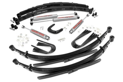 Suspension Lift Kit - 4 in Lift - Brackets / Bushings / Hardware / Leaf Springs / Shocks - GM Fullsize SUV 1977-91 - Kit