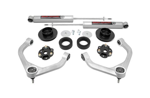 Suspension Lift Kit - 3-1/2 in Lift - Bolt-On - Rear Shocks / Spacers / Hardware Included - Black / Silver Powder Coat - Ram 1500 2019-20 - Kit