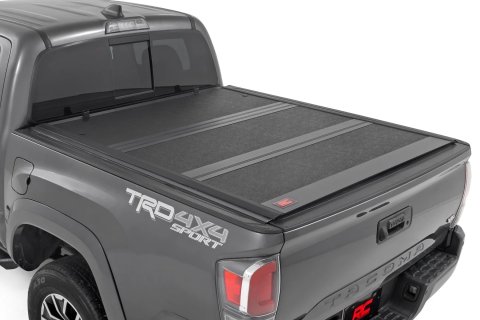 Tonneau Cover - Folding - Aluminum - Black - 5 ft Bed - Toyota Midsize Truck 2016-23 - Kit