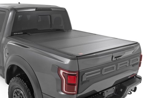 Tonneau Cover - Folding - Aluminum - Black - 5 ft 7 in Bed - Ford Fullsize Truck 2021-24 - Kit