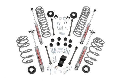 Suspension Lift Kit - 3-1/4 in Lift - Brackets / Bushings / Springs / Hardware / Shocks - Jeep Wrangler TJ 1997-2002 - Kit