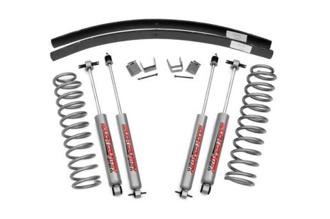 Suspension Lift Kit - 3 in Lift - Brackets / Bushings / Hardware / Springs / Shocks - Jeep Cherokee 1984-2001 - Kit