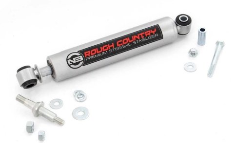 Steering Stabilizer Kit - Single - Hardware Included - Steel - Various Jeep / GM Fullsize Truck 1984-2010 - Each