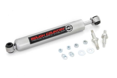 Steering Stabilizer - N3 Series - Hardware Included - Steel - Silver Powder Coat - GM Fullsize SUV / Truck 1973-91 - Each