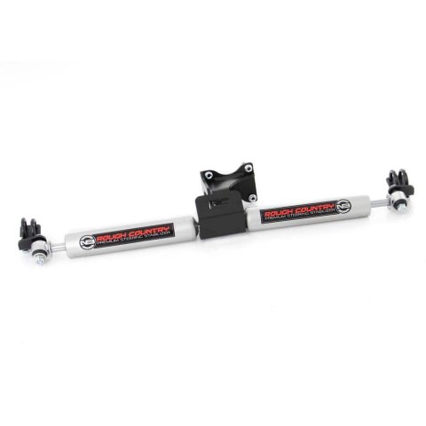 Steering Stabilizer Kit - Dual - Hardware Included - Steel - Silver Powder Coat - Jeep Wrangler JK 2007-18 - Kit