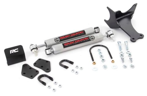 Steering Stabilizer Kit - Dual - Hardware Included - Steel - 2 to 8 in Lift - Ford Fullsize Truck 2005-18 - Kit