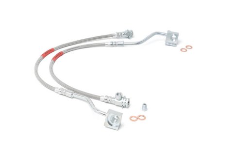 Brake Hose Kit - DOT Approved - Braided Stainless - 2 to 6 in Lift - Front - Ford Fullsize SUV / Truck 1980-96 - Kit