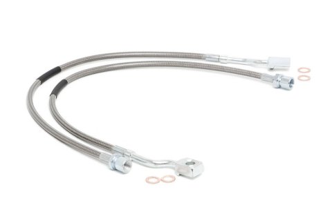 Brake Hose Kit - DOT Approved - PTFE Line - Braided Stainless - 5 to 7.5 in Lift - Front - GM Fullsize Truck 2007-19 - Kit