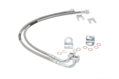 Brake Hose Kit - DOT Approved - PTFE Lined - Braided Stainless - 4 to 6 in Lift - Front - Jeep Wrangler JK 2007-18 - Kit