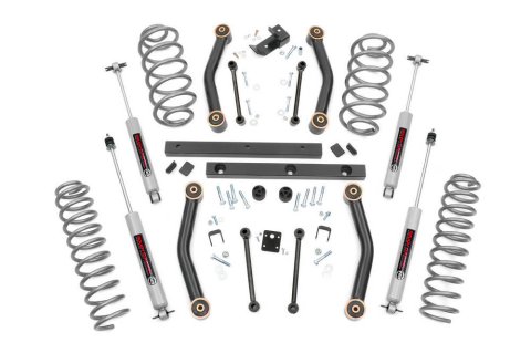 Suspension Lift Kit - 4 in Lift - Brackets / Bushings / Control Arms / Hardware / Springs / Shocks - Jeep Wrangler TJ 1997-2002 - Kit