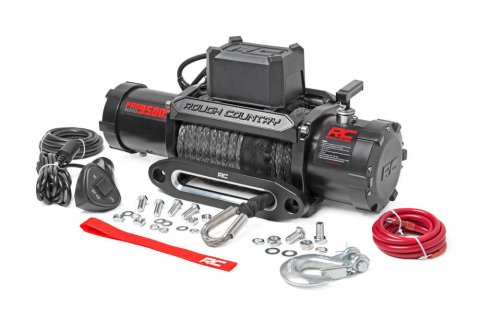 Winch - Pro Series - 9500 lb Capacity - Hawse Fairlead - 15 ft Remote - 3/8 in x 85 ft Synthetic Rope - 12V - Kit