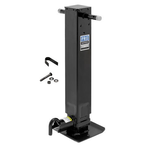Trailer Jack - Pro Series - Manual - Weld-On - 12-1/2 in Travel - 12,000 lb Capacity - Steel - Black Powder Coat - Each