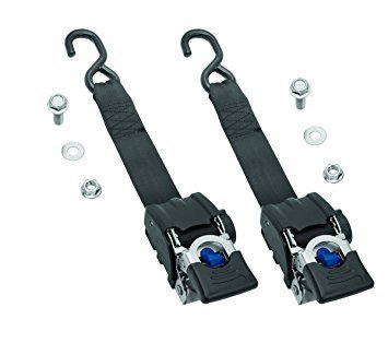 Ratchet Tie Down - 2 in Wide - 43 in Long - 1800 lb Capacity - Vinyl Coated J-Hooks - Black Polyester Webbing - Stainless - Natural - Boat Transom - Pair