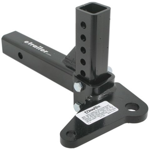 Hitch Shank Bar - 2 in Hitch - 12 in Long - 5-1/4 in Drop - 6000 lb Tongue Weight - Hardware / Sway Control Tab Included - Steel - Black Powder Coat - Each