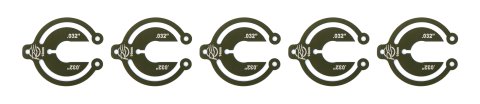 Bump Stop Shim - 0.032 in Thick - 14 mm Shaft - Aluminum - Green Anodized - Set of 5