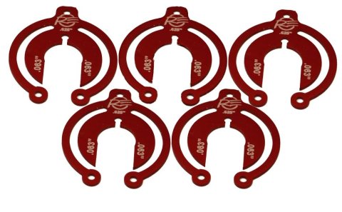 Bump Stop Shim - 0.063 in Thick - 16 mm Shaft - Aluminum - Red Anodized - Set of 5
