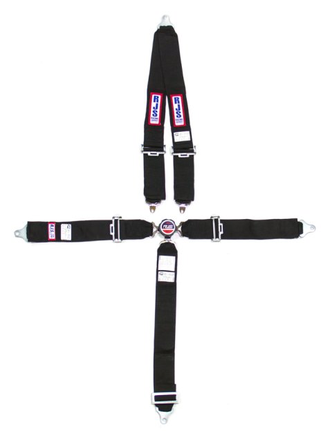 Harness - 5 Point - Camlock - SFI 16.1 - Pull Down Adjust - Bolt-In - V-Type Harness - Black - Kit