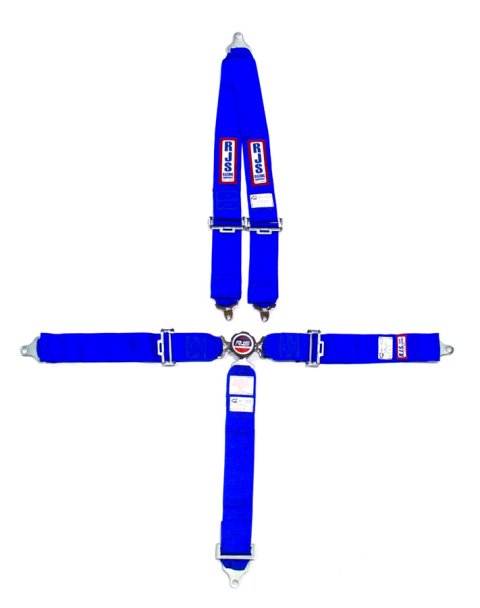 Harness - 5 Point - Camlock - SFI 16.1 - Pull Down Adjust - Bolt-In - V-Type Harness - Blue - Kit
