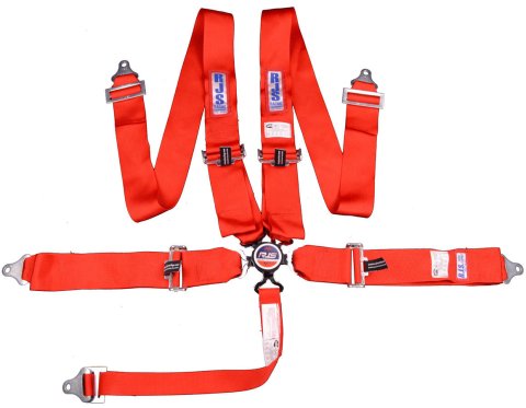 Harness - 5 Point - Camlock - SFI 16.1 - Pull Down Adjust - Bolt-In / Wrap Around - Individual Harness - Red - Kit