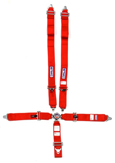 Harness - 5 Point - Camlock - SFI 16.1 - Pull Down Adjust - Bolt-In / Wrap Around - Individual Harness - Red - Kit