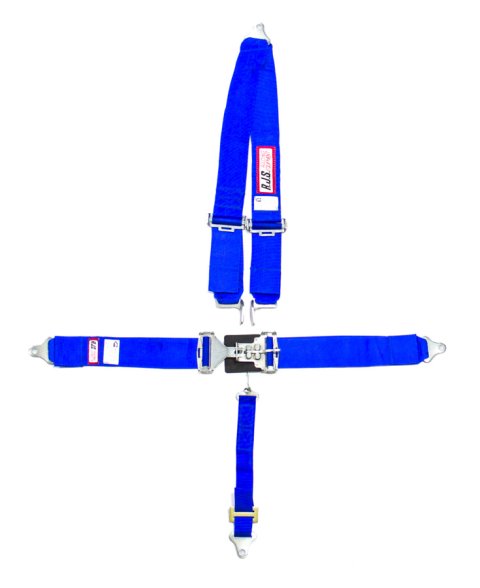 Harness - 5 Point - Latch and Link - SFI 16.1 - 64 in Length - Pull Down Adjust - Bolt-In - V-Type Harness - Blue - Kit
