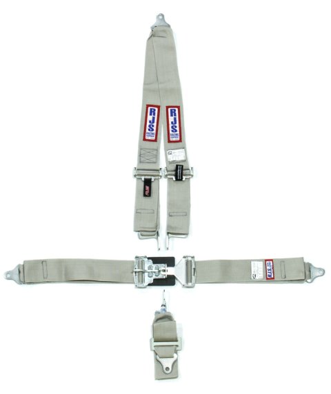 Harness - 5 Point - Latch and Link - SFI 16.1 - 64 in Length - Pull Down Adjust - Bolt-In / Wrap Around - V-Type Harness - Gray - Kit