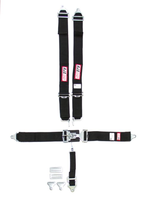 Harness - 5 Point - Latch and Link - SFI 16.1 - 64 in Length - Pull Down Adjust - Bolt-In / Wrap Around - Individual Harness - Black - Kit
